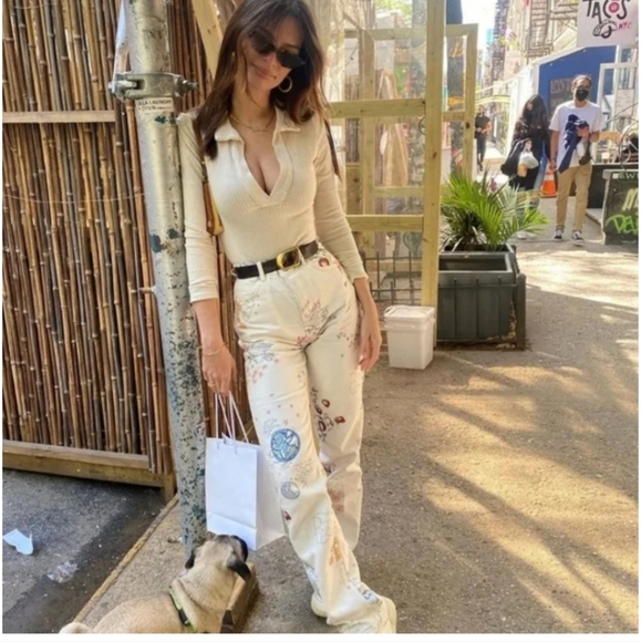 Reformation Cream Floral Straight Leg Jeans - Picture 11 of 12